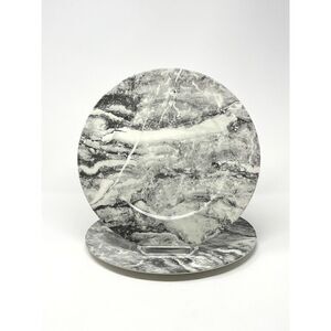 Villeroy & Boch Ravenna 12” Porcelain Gray Marble Service Plate Charger Set Of 2